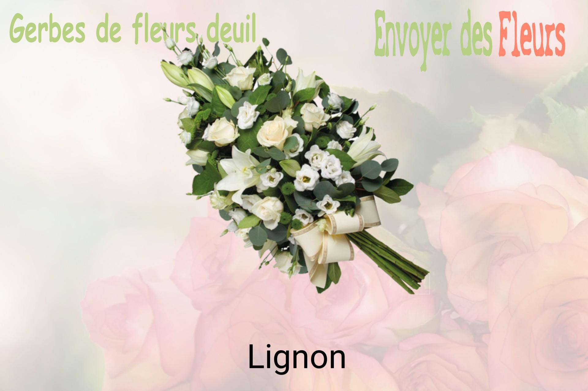 Gerbe de fleurs de deuil livrée à Lignon